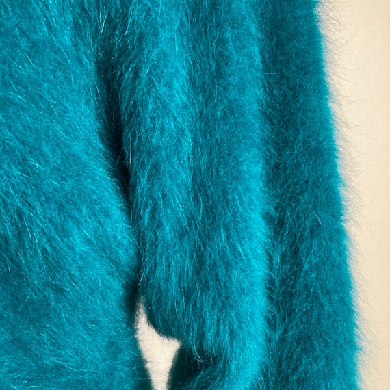 80% Angora Fuzzy VENESHA Teal Dolman-Sleeve Pullo… - image 8