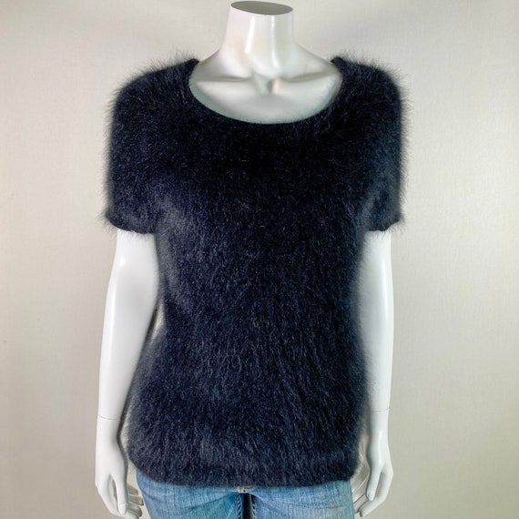 70% Angora Fuzzy TALBOTS Black Pullover Sweater 3… - image 2