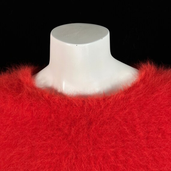 80% Angora Fuzzy Vintage Red Dolman-Sleeve Pullov… - image 7