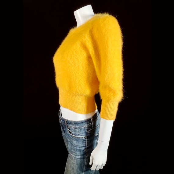 80% Angora Fuzzy BELL REINE Yellow Pullover Sweat… - image 5