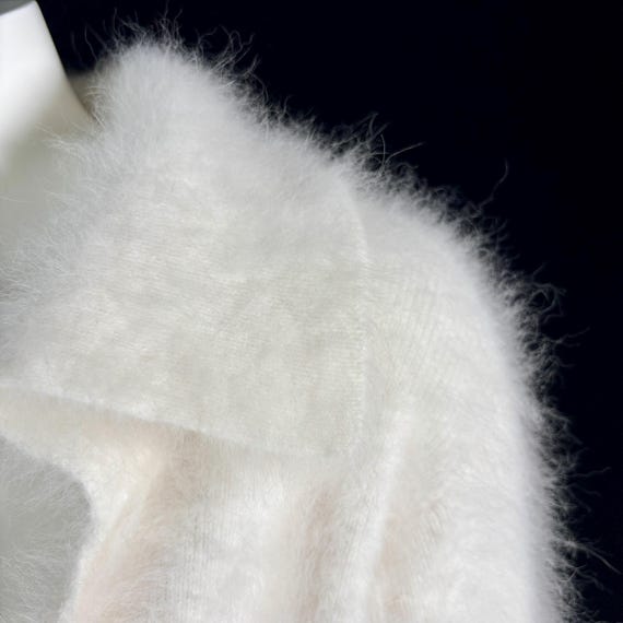 80% Angora Fuzzy White Open-Front Unlined Cardiga… - image 8