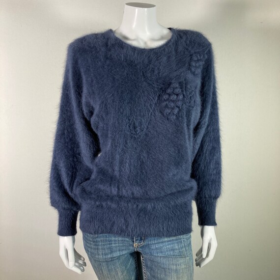 80% Angora Fuzzy Gray Long-Sleeve Pullover Sweate… - image 2