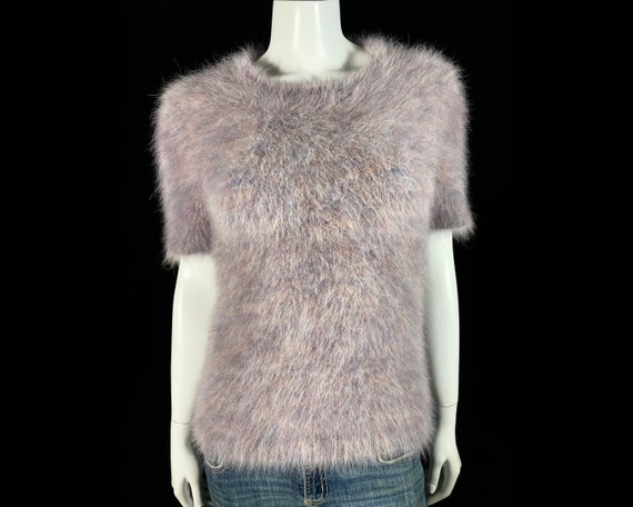 80% Angora Fuzzy THEORY Purple Heather Pullover Sw