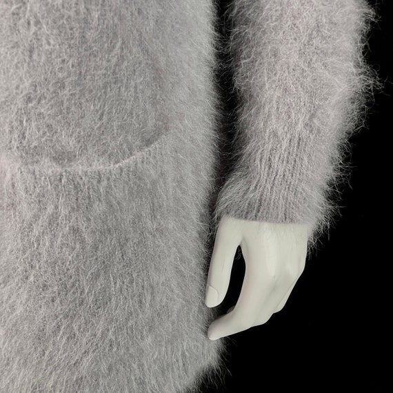 80% Angora Fuzzy THEORY Gray Open-Front Duster Ca… - image 9