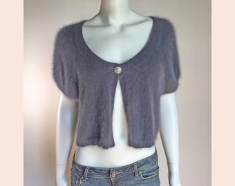 80% Fuzzy Angora EXPRESS DESIGN STUDIO Gray Bolero Sweater 36"-Bust