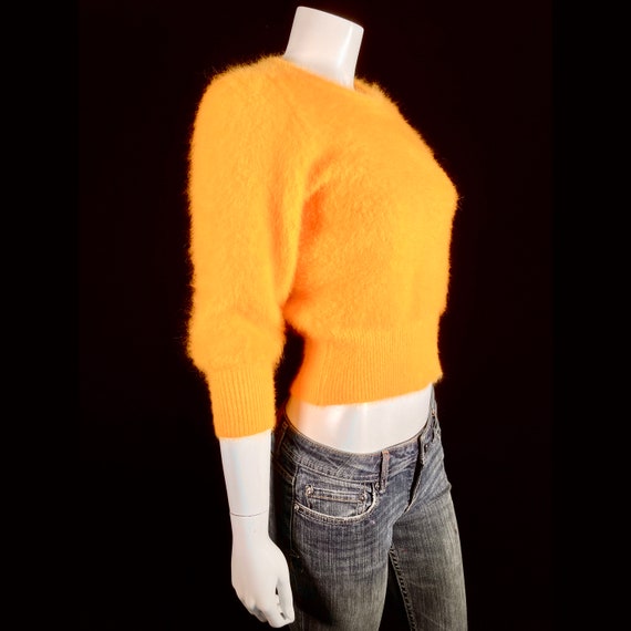 80% Angora Fuzzy BELL REINE Yellow Pullover Sweat… - image 4