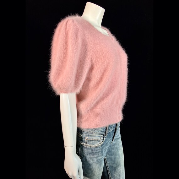 80% Angora Fuzzy ESCADA Rose Pink Short-Sleeve Ca… - image 4