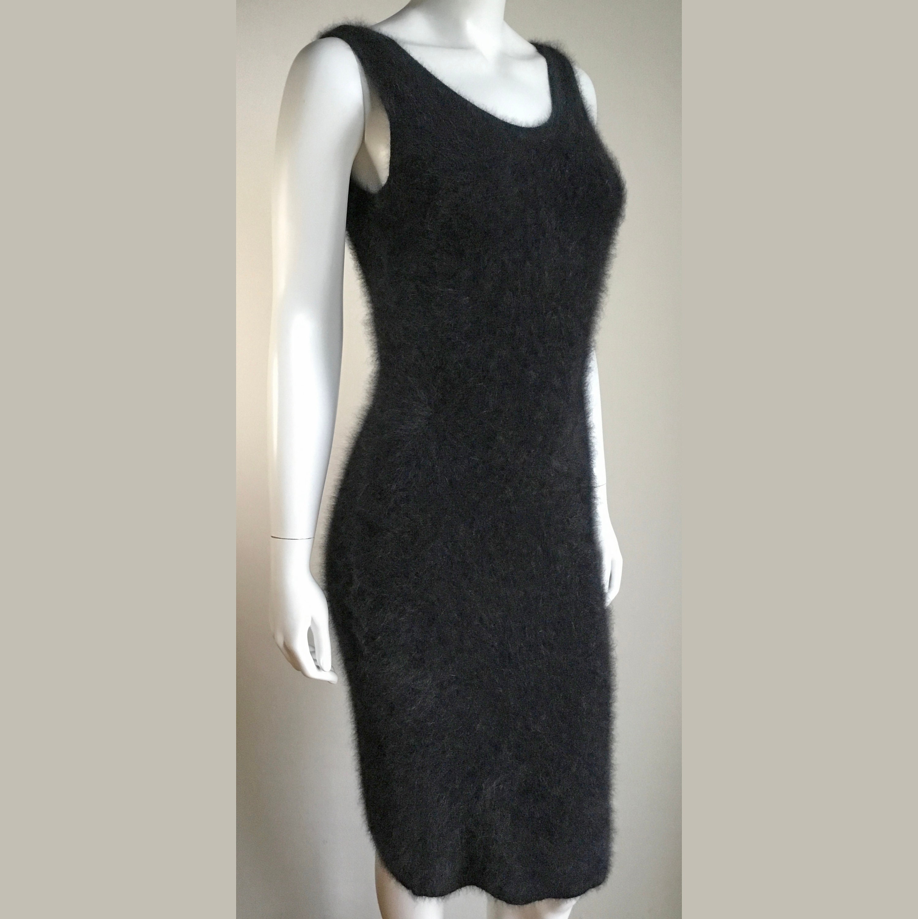 Fuzzy 70% Angora Vintage ESPRIT Black Sleeveless Sweater-Dress | Etsy
