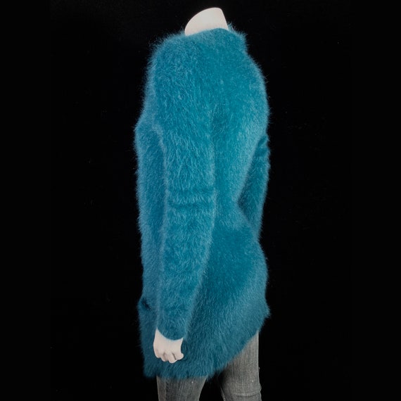 80% Angora Fuzzy THEORY Teal-Blue Open-Front Dust… - image 6