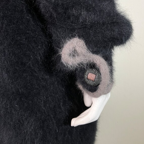 80% Angora Fuzzy Vintage VENESHA Schwarz Grau gefüttert Pullover