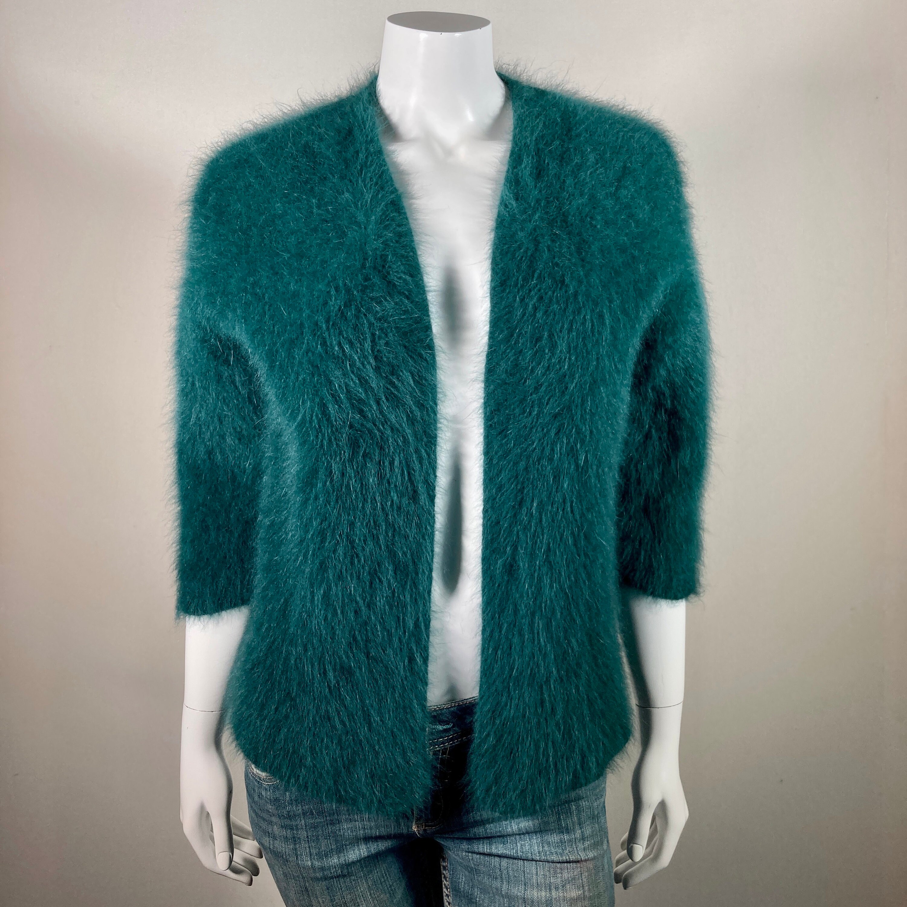 Fuzzy 75% Angora Vintage H\u0026M Green Open 