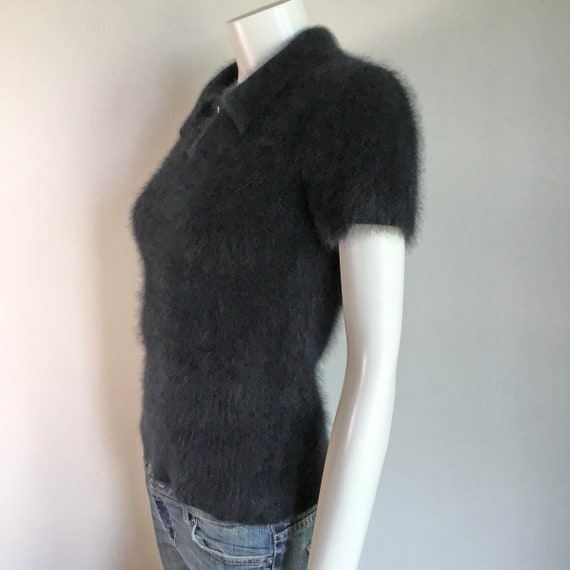 75% Angora Fuzzy LIMITED Black Polo-Collar Sweate… - image 5