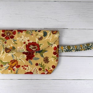 VENTE Automne Floral poignet fait à la main avec des fleurs bordeaux et doublure turquoise