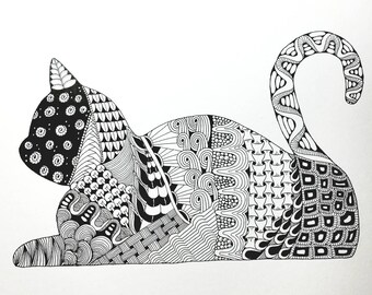 dragonfly zentangle art print