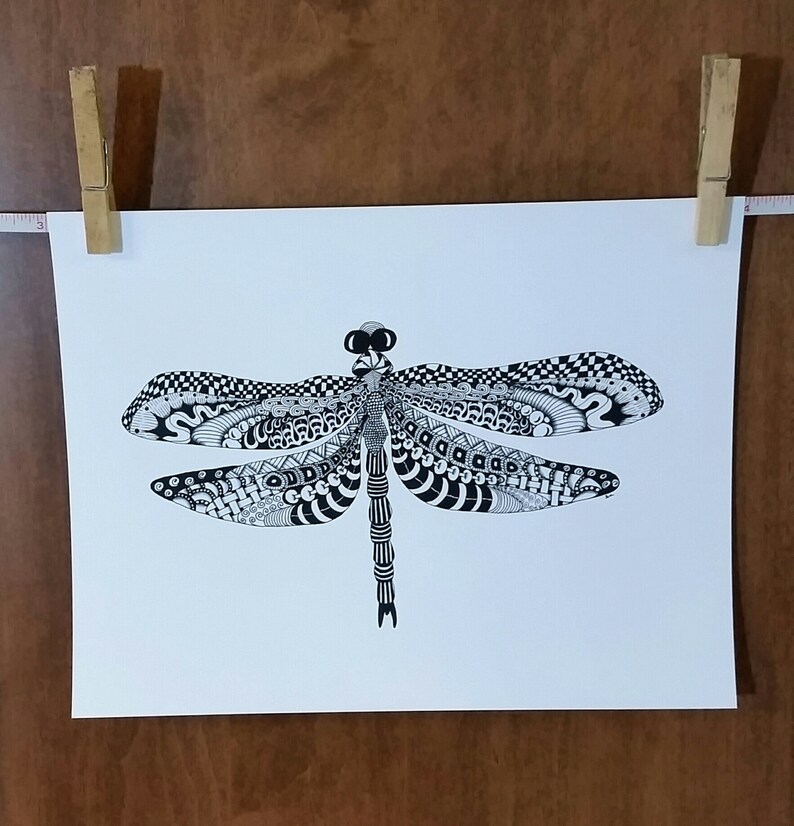 Download Dragonfly Zentangle Art Print | Etsy