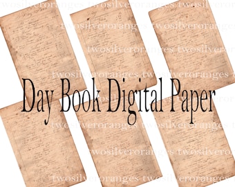 Vintage Ledger Paper Digital Download, "Day Book"