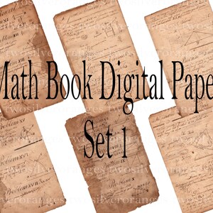 Digital nedladdning av vintage Ledger-papper, "Mattebok" set 1