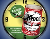 LED Veedol Motor Oil 14 quot Backlit Lighted Advertising Sign Clock Vintage Style Retro Auto Gas Oil Garage Art FREE Shipping