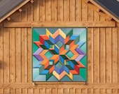Barn Quilt Box Pattern Green Background Metal Sign with UV Protection, 6 Sizes, Amish Dutch country home decor wall art AQP