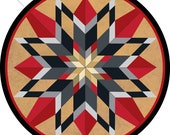 16 Point Star Red Barn Quilt Metal Sign, 5 Sizes, country home decor garage art AQP