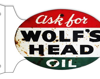 Wolfs Head Reproduction Motor Oil Metal Sign 12×18
