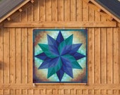Barn Quilt Starburst Around The World Metal Sign with UV Protection, 6 Sizes, Amish country home decor wall art AQP
