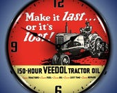 LED Veedol Tractor Oil 14 quot Backlit Lighted Advertising Sign Clock Vintage Style Retro Auto Gas Oil Garage Art 1703744FREE Shipping