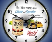 LED Veedol Motor Oil 14 quot Backlit Lighted Advertising Sign Clock Vintage Style Retro Auto Gas Oil Garage Art FREE Shipping
