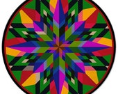 16 Point Star Colorful Barn Quilt Metal Sign, 5 Sizes, country home decor garage art AQP