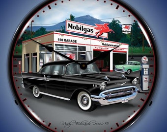 Chevrolet Bel Air 1957 Classic Car Cutout Sign Chevy Garage Decor 24 x 10