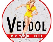 Veedol Motor Oil, 4 Sizes, Aged Style OR New Style, 22g Metal Sign, USA Made Vintage Style Retro Garage Art, RG