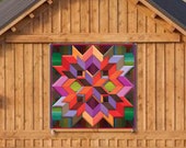 Barn Quilt Box Pattern Log Cabin Metal Sign with UV Protection, 6 Sizes, Amish country home decor wall art AQP