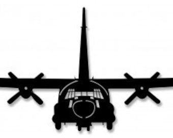 C-130 Transport Plane, Laser Cut Silhouette Metal Art Sign 46 x 12 Military...