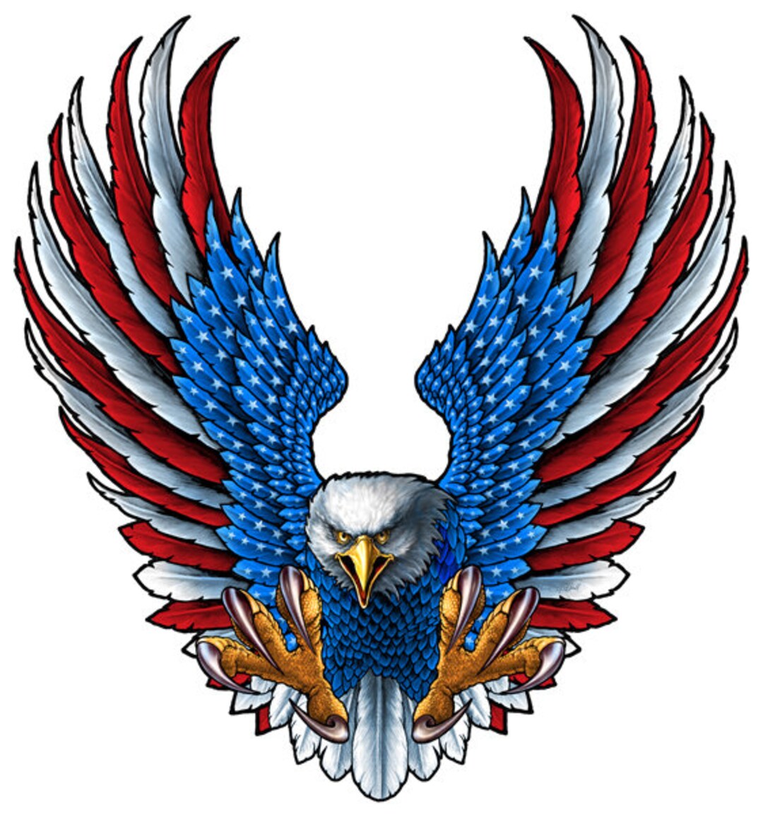 American Flag Eagle, Patriotic Art on Metal Sign, 20 X 21 Inches ...