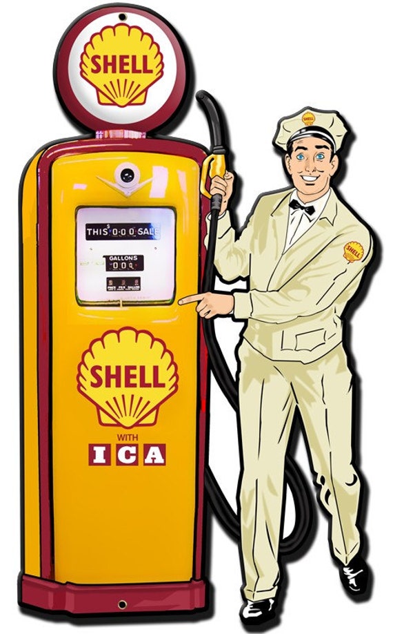 Shell Gas Pump Attendant Replica Sign 30 X 18 USA Made Powder Etsy