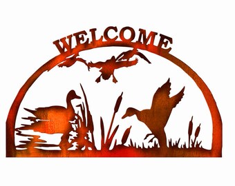 Ducks Welcome, Copper Illusions Laser Cut Out Sign With Copper Looking Finish Metal Art Sign, Wall Decor Art RG