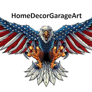 United States Bald Eagle with Flag Wings, Patriotic Metal Wall Art, 4 Sizes Available, vintage style garage art wall decor fly ps image 2