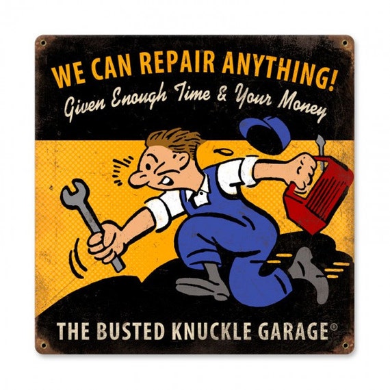 Busted Knuckle Garage Repair Shop 12 x 12 Metal Sign Powder Etsy