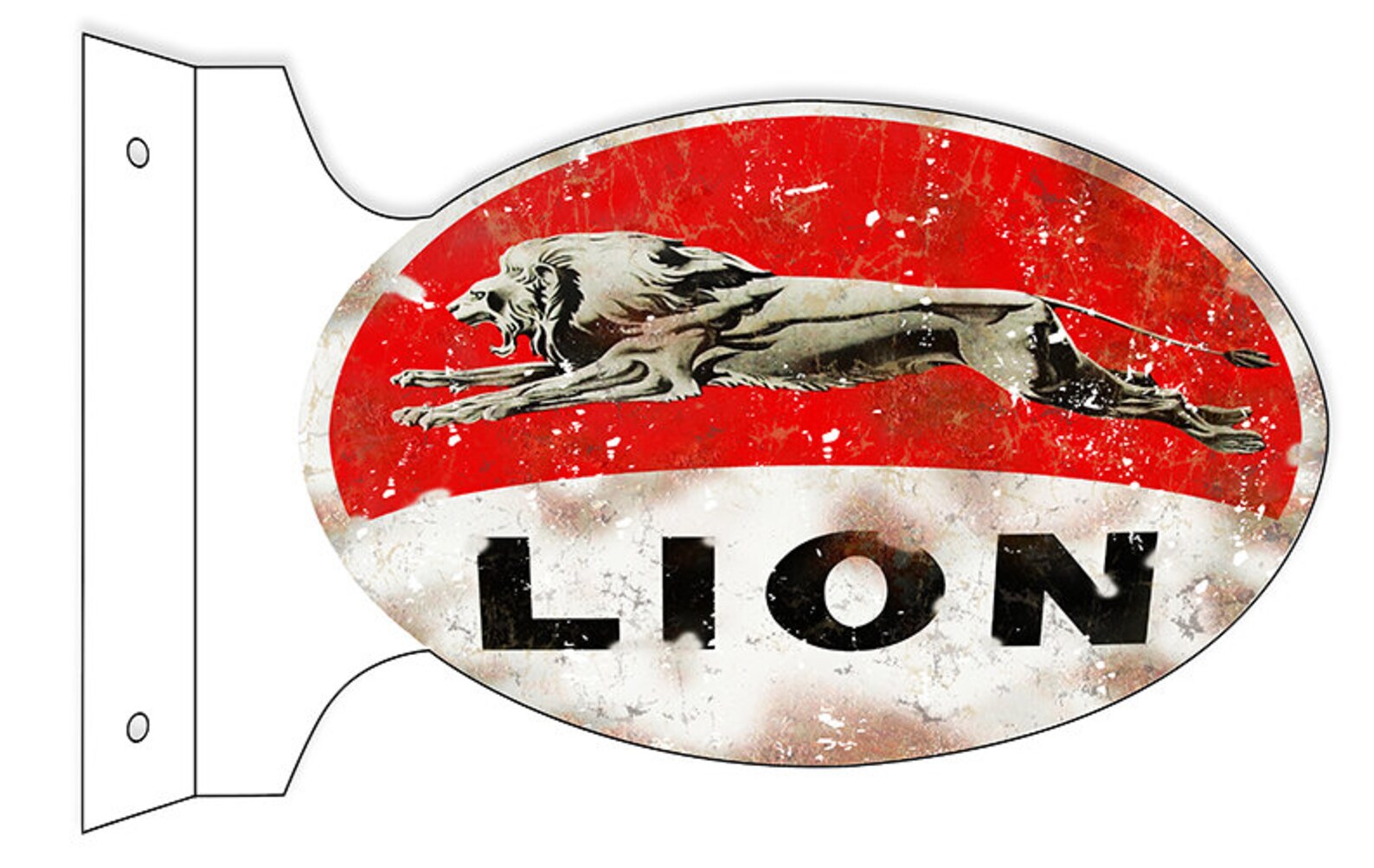 Lion Gas Station Metal Sign 12 x 18 Flanged Oval Double Etsy