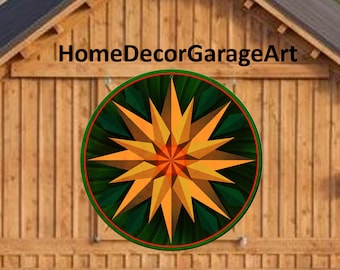 Barn Quilt Sign, Sunflower Sphere  Metal Hex Sign, 6 Sizes, amish dutch country home decor garage art AQP