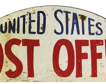 United States Post Office, Custom Shape Metal Sign, 23.5 x 10.5 inches, vintage style retro country advertising art wall decor RG