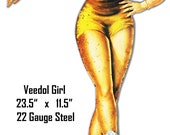 Veedol Pin Up Girl Motor Oil, Laser Cut Out 22 Gauge Metal Sign, USA Made Vintage Style Retro Garage Art, RG 8548s