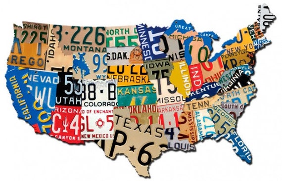usa license plate map 3d Usa License Plate Map Metal Art Sign United States Etsy usa license plate map