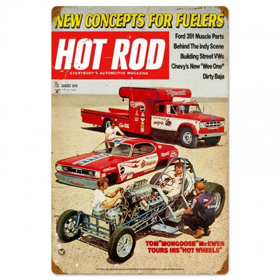 Hot Rod Magazine August 1970 Issue Cover metal sign vintage | Etsy
