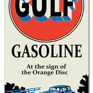 Good Gulf Gasoline Motor Oil Gas Station Sign Large 11 X 24 - Etsy