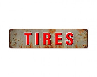 Service Station Tires 20" x 5" grunge metal sign by Retro Planet, vintage style garage shop decor, wall art, PS
