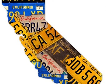 California License Plate Map, Plasma Cut Metal Sign, Huge Size 58 x 24 Inches, Vintage Style, Garage Art, PSB035 PS