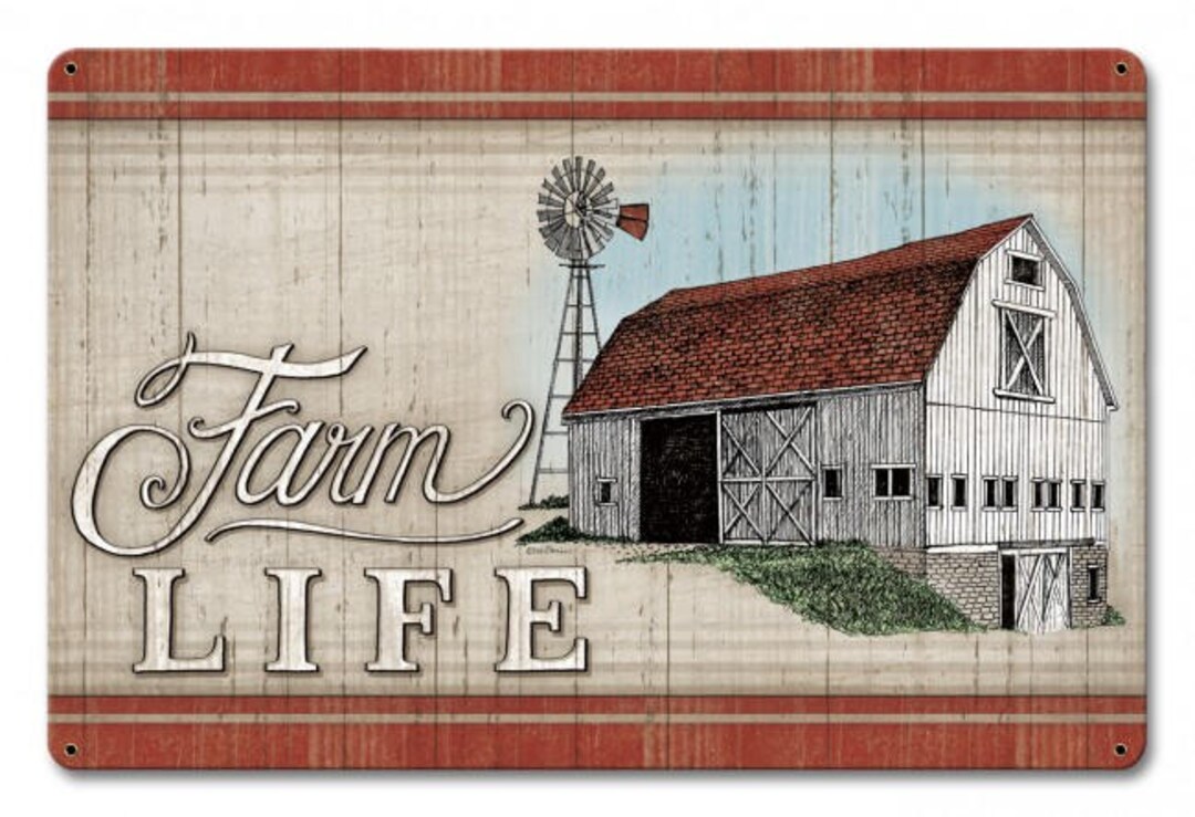 Farm Life Barn, Powder Coated Enamel Metal Sign, 18 X 12 Inches ...