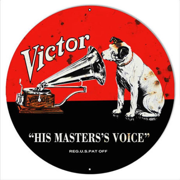 Victor Phonographs His Masters Voice, Metal Sign, 4 Sizes, Aged OR New Style, vintage style retro country advertising art wall decor RG