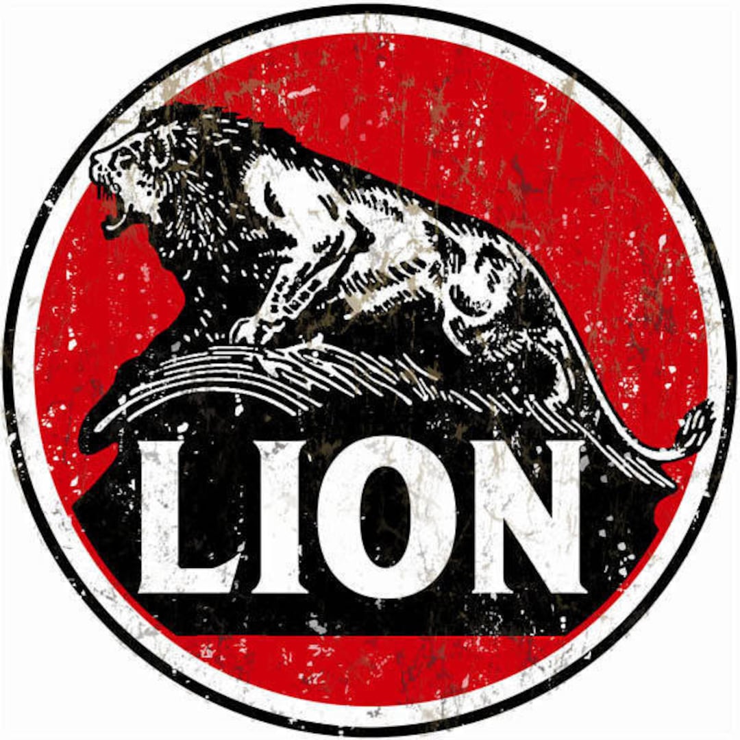 Lion Motor Oil, 2 Sizes, Aged OR New Style Metal Sign, USA Made Vintage